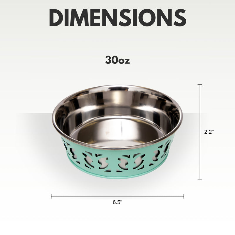 Eco-friendly Stainless Steel Farmhouse Dog Bowl - Mint Green