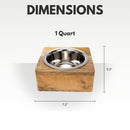 Stainless Steel Dog Bowl with Square Mango Wood Holder
