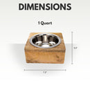 Stainless Steel Dog Bowl with Square Mango Wood Holder