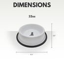 Non Skid Stainless Steel Dog Bowl with Dog Print - White with Gray Dog Design