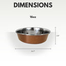 Striped Deluxe Dog Bowl - Stainless Steel - Brown - 29 oz