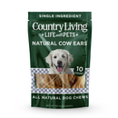 Country Living Natural Cow Ears Dog Chews – 10 Count Bag – All-Natural, Single-Ingredient, Long-Lasting Dog Chews – High-Protein, Low-Fat, Rawhide-Free – Supports Dental Health