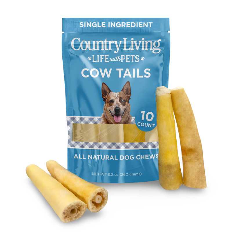Country Living 5”-7” Cow Tails Dog Chews – 10 Count Bag – All-Natural, Single-Ingredient, Long-Lasting Beef Chews – High-Protein, Grain-Free – Promotes Dental Health