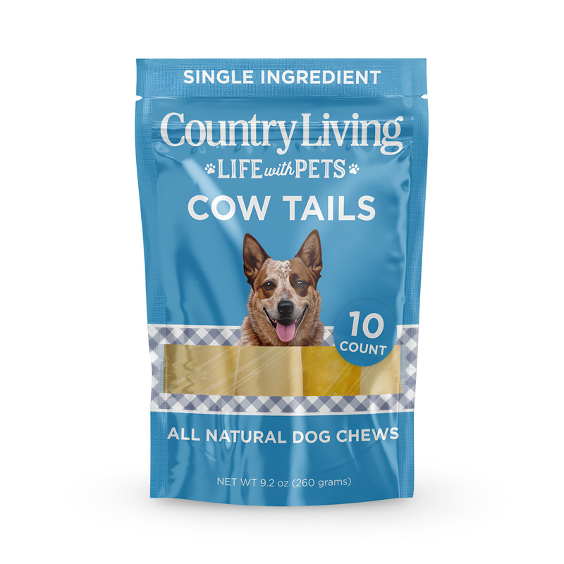 Country Living 5”-7” Cow Tails Dog Chews – 10 Count Bag – All-Natural, Single-Ingredient, Long-Lasting Beef Chews – High-Protein, Grain-Free – Promotes Dental Health