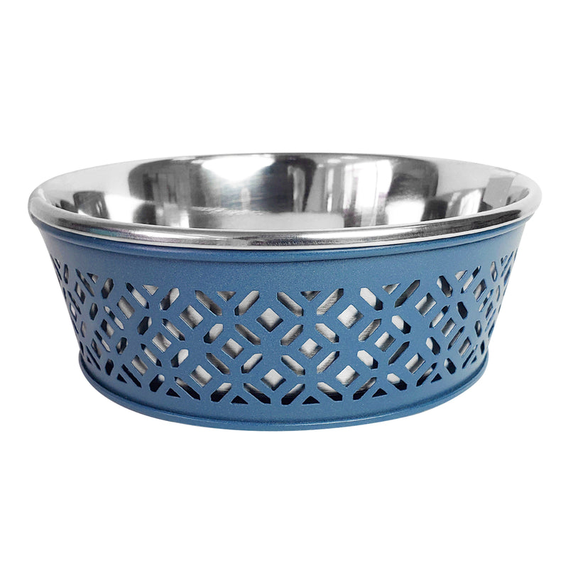 Eco-Friendly Stainless Steel Farmhouse Dog Bowl - Blue