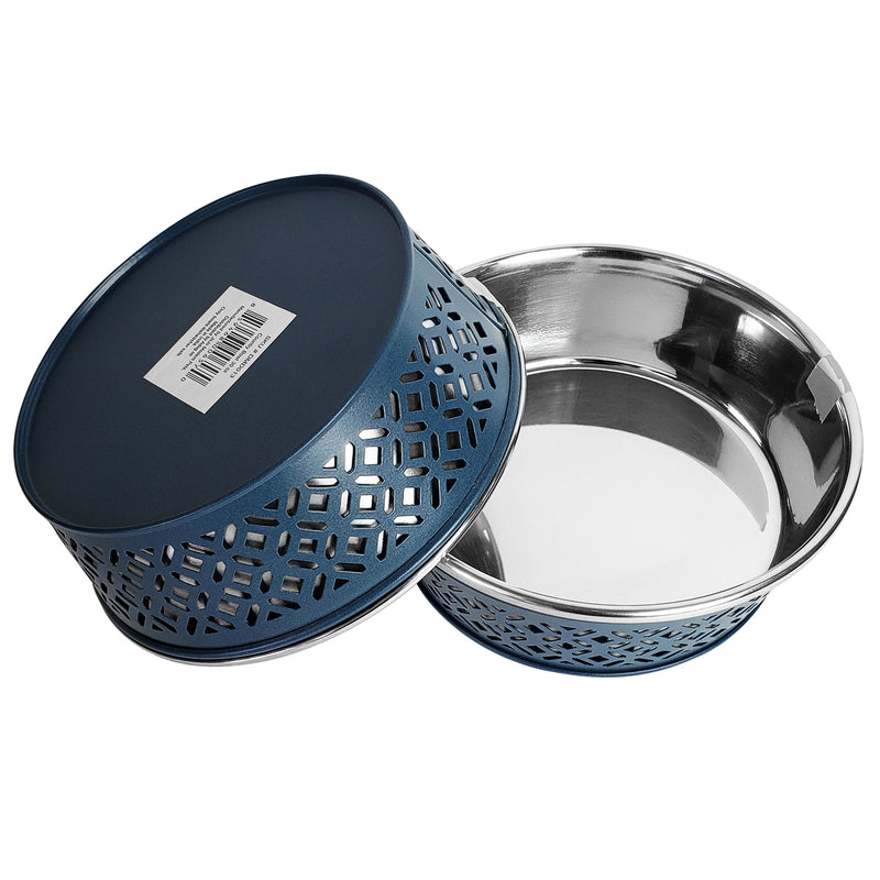 Eco-Friendly Stainless Steel Farmhouse Dog Bowl - Blue