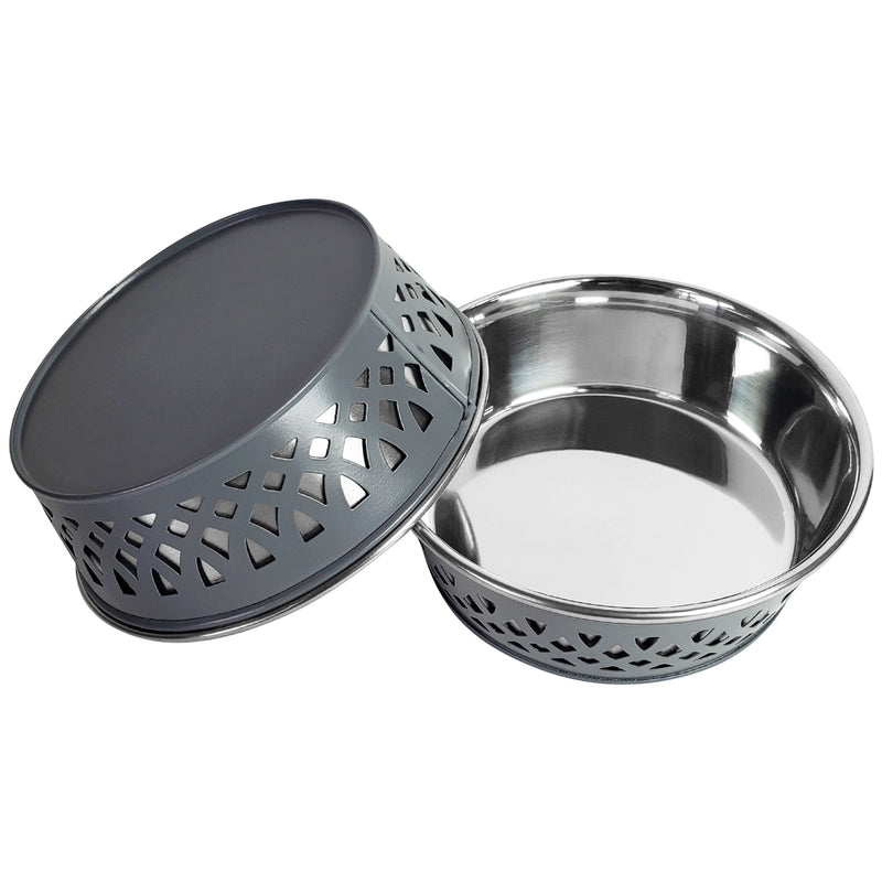 Eco-friendly Stainless Steel Farmhouse Dog Bowl - Gray