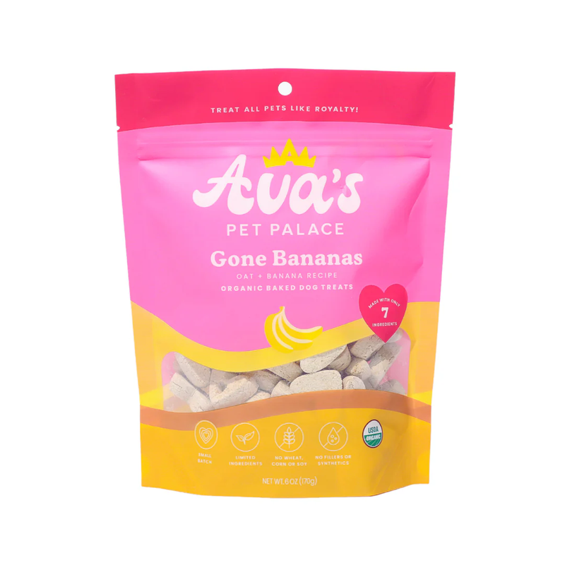 Ava's Pet Palace Organic Baked Dog Treats - Gone Bananas