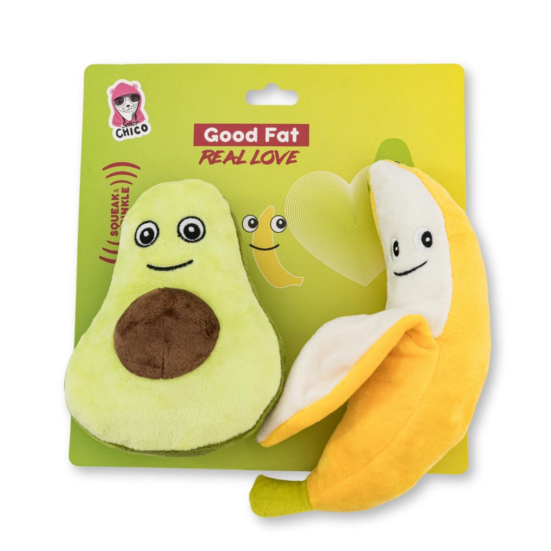 Avocado and Banana Plush Dog Toy Gift Set for Playful Paws