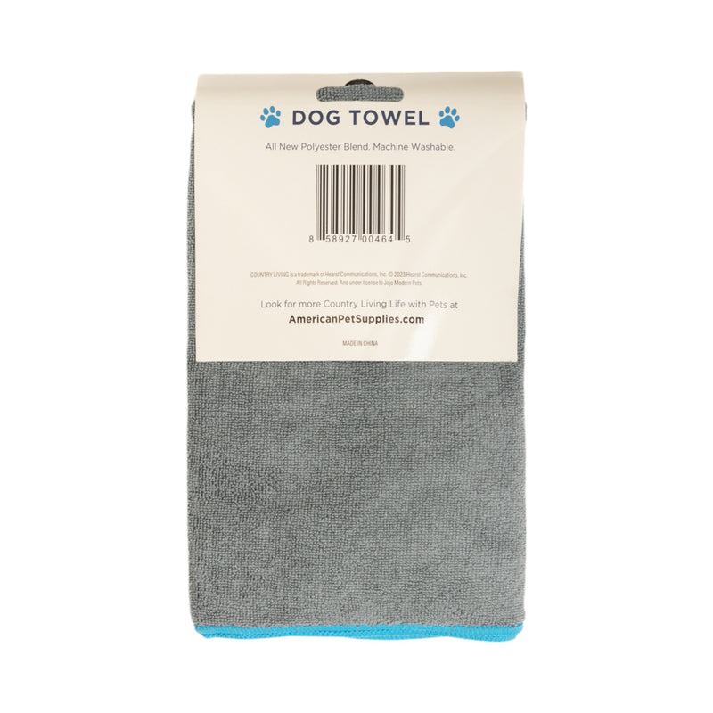 Country Living Quick Drying Microfiber Dog Bath Towel with Paw Print (Gray)