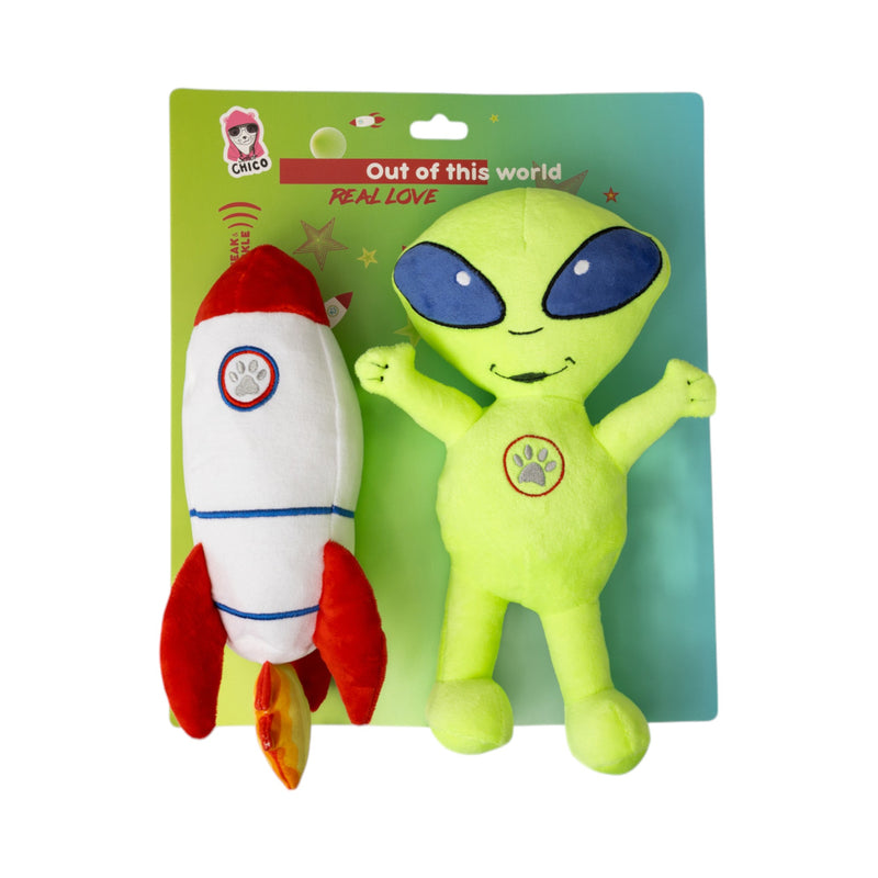 Out of this World Crinkle and Squeaky Plush Dog Toy Combo