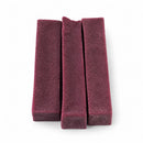 Handmade Himalayan yak cheese dog chews with natural blueberry flavor, made from yak milk, cow milk, lime juice, and salt, offering a firm, protein-rich, rawhide-free chew in 10-count packs available in Small, Medium, and Large.