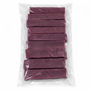Handmade Himalayan yak cheese dog chews with natural blueberry flavor, made from yak milk, cow milk, lime juice, and salt, offering a firm, protein-rich, rawhide-free chew in 10-count packs available in Small, Medium, and Large.