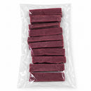 Handmade Himalayan yak cheese dog chews with natural blueberry flavor, made from yak milk, cow milk, lime juice, and salt, offering a firm, protein-rich, rawhide-free chew in 10-count packs available in Small, Medium, and Large.