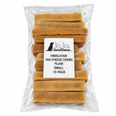 Handmade Himalayan yak cheese dog chews made with yak milk, cow milk, lime juice, and salt, offering a firm, protein-rich, rawhide-free chew in 10-count packs available in five sizes from Small to XXL.