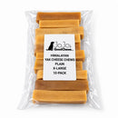 Handmade Himalayan yak cheese dog chews made with yak milk, cow milk, lime juice, and salt, offering a firm, protein-rich, rawhide-free chew in 10-count packs available in five sizes from Small to XXL.
