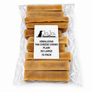 Handmade Himalayan yak cheese dog chews made with yak milk, cow milk, lime juice, and salt, offering a firm, protein-rich, rawhide-free chew in 10-count packs available in five sizes from Small to XXL.