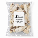 Made from 100% rabbit front feet with fur intact, these single-ingredient natural dog chews offer a crunchy, alternative-protein treat in a 30-count bulk bag.