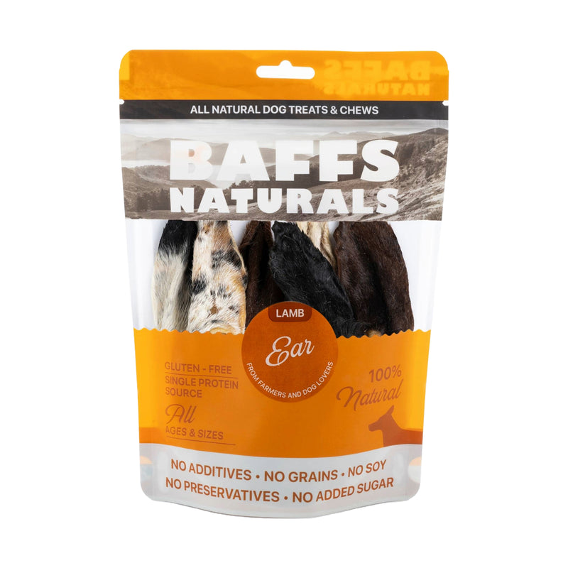 BAFFS NATURALS All-Natural Premium Lamb Ear Dog Chews – 3.5oz Bag