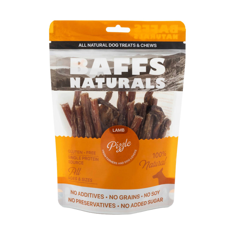 BAFFS NATURALS All-Natural Premium Lamb Pizzle Dog Chews – 8oz Bag