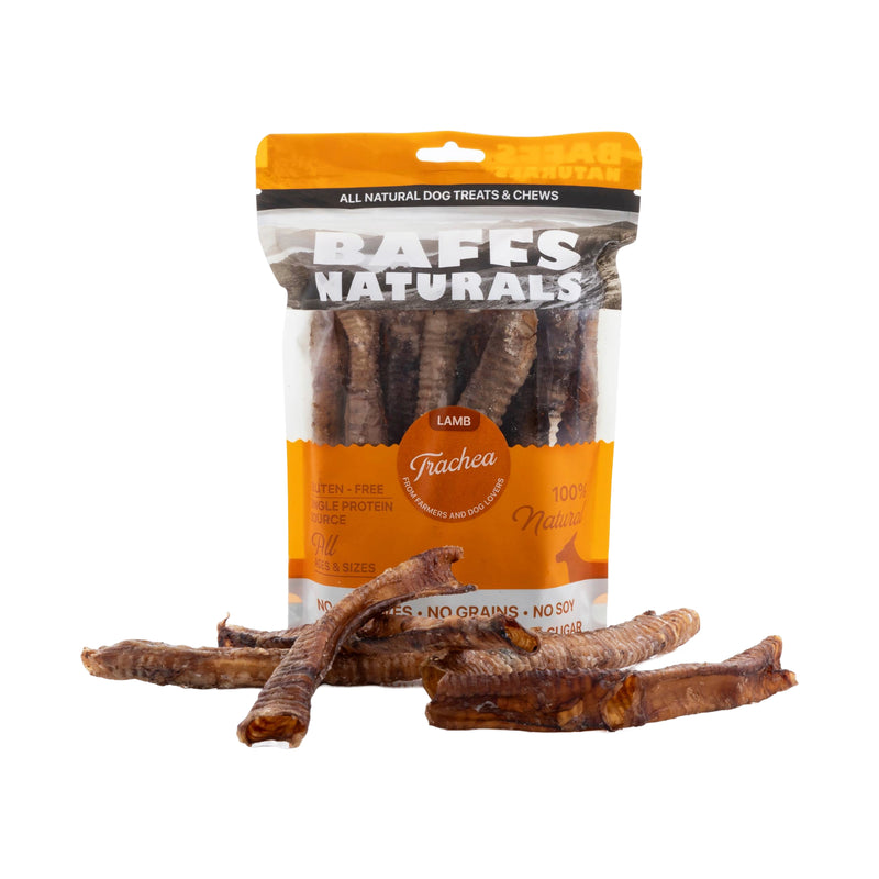 BAFFS NATURALS All-Natural Premium Lamb Trachea Dog Chews – 10-Piece Bag