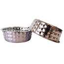 Lavender-Tinted Hammered Eco Stainless Steel Dog Bowl
