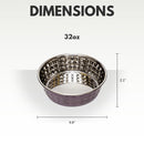 Lavender-tinted hammered stainless steel dog bowl
