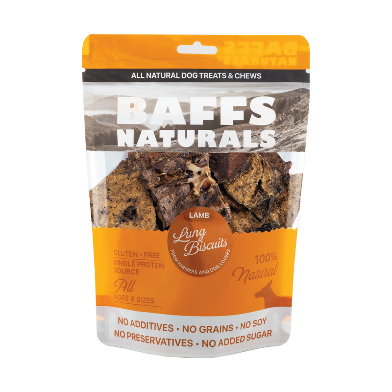 BAFFS NATURALS All-Natural Premium Lamb Lung Biscuits – 4oz Bag