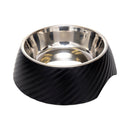 Twill Round Melamine Stainless Steel Dog Bowl - Black
