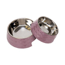 Diamond Melamine Stainless Steel Dog Bowl (Wood Rose)