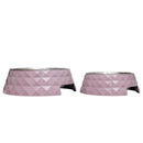Diamond Melamine Stainless Steel Dog Bowl (Wood Rose)