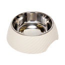 Twill Round Melamine Stainless Steel Dog Bowl - White Swan