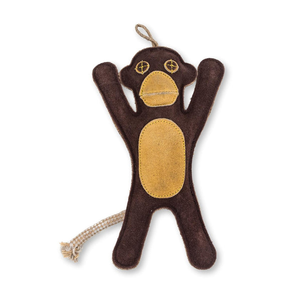 Sustainable Natural Leather Monkey Chew Toy for Dogs