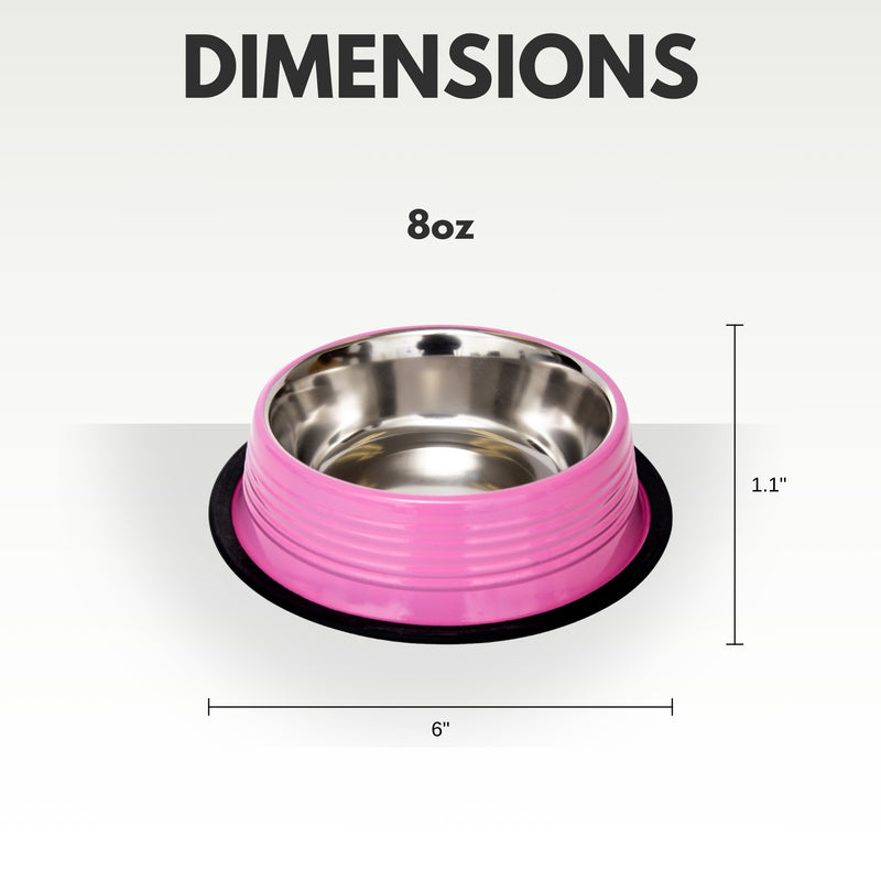 Eco-friendly Non Skid Ribbed Cat & Dog Bowl (Pink)