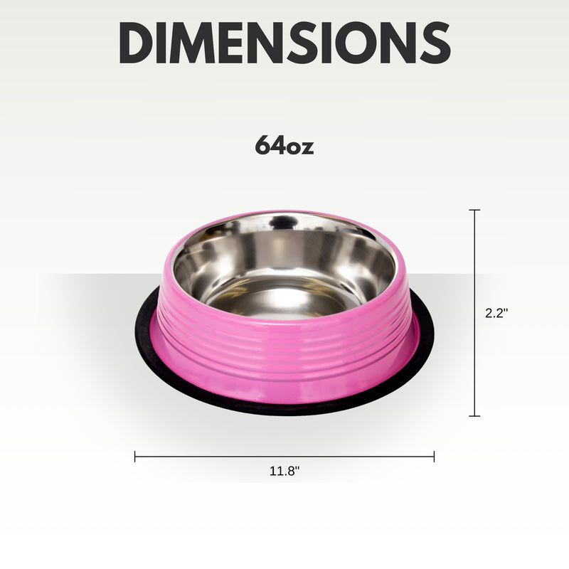 Eco-friendly Non Skid Ribbed Cat & Dog Bowl (Pink)