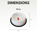 Non-Skid Stainless Steel White Bowl With Red Dog Design