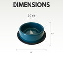 Non-Skid Teal Dog Bowl with Cool Gray Dog Silhouette Design