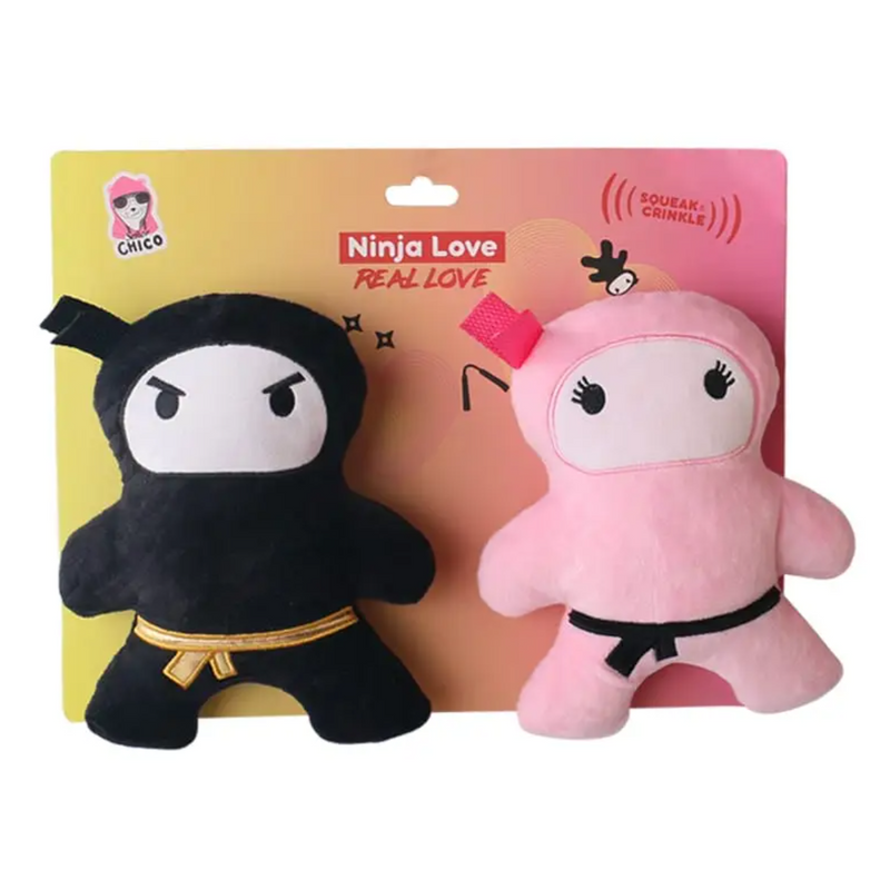 Ninja Love Crinkle and Squeaky Plush Dog Chew Toy Gift Set