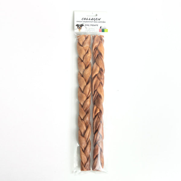 12" Braided Collagen Sticks - All Natural Dog treats - 2 Sticks