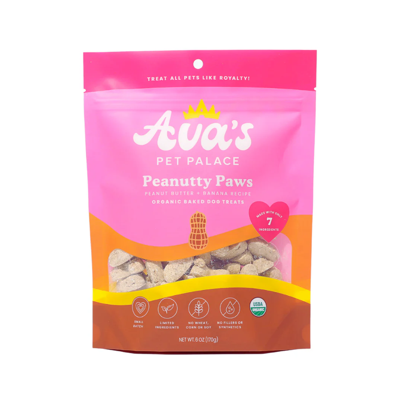 Ava's Pet Palace Organic Baked Dog Treats - Peanutty Paws