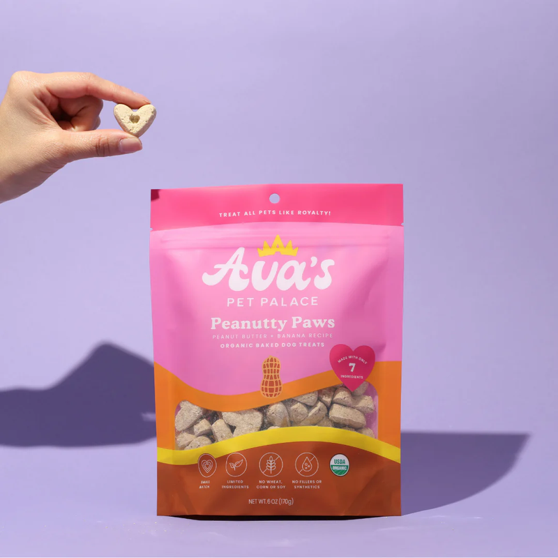 Ava's Pet Palace Organic Baked Dog Treats - Peanutty Paws