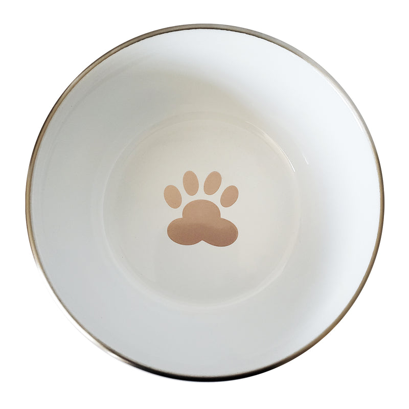 Eco-friendly Deep Dog Bowl - Paw Print Design - Rose Gold