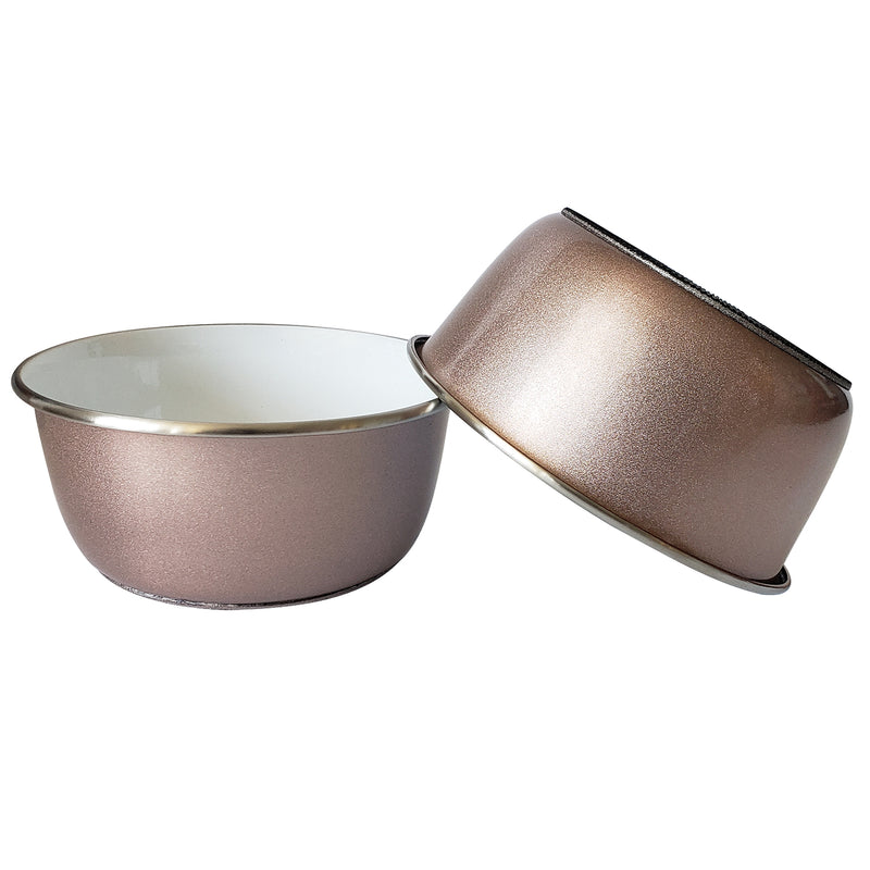 Eco-friendly Deep Dog Bowl - Paw Print Design - Rose Gold