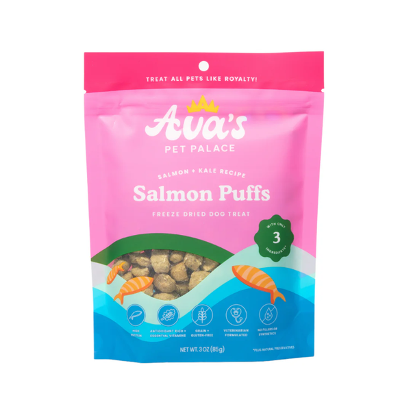 Ava's Pet Palace Freeze Dried Dog Treats - Salmon Puffs