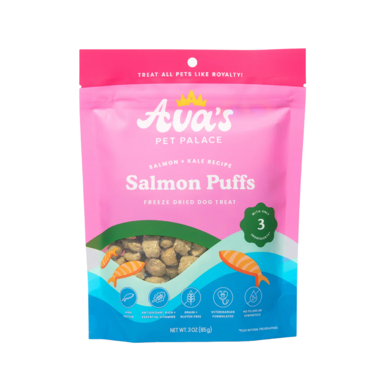 Ava's Pet Palace Freeze Dried Dog Treats - Salmon Puffs