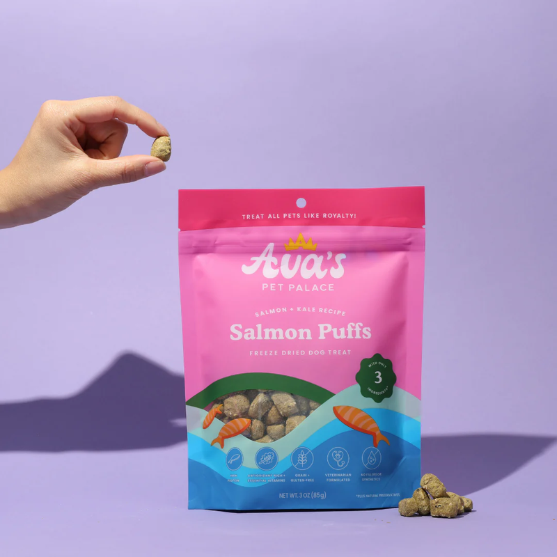 Ava's Pet Palace Freeze Dried Dog Treats - Salmon Puffs