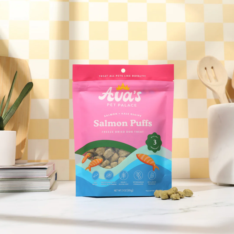 Ava's Pet Palace Freeze Dried Dog Treats - Salmon Puffs