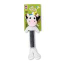 Black and White Cow Corduroy Plush Squeaking Dog Chew Toy