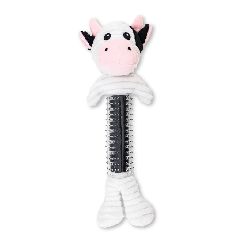 Black and White Cow Corduroy Plush Squeaking Dog Chew Toy