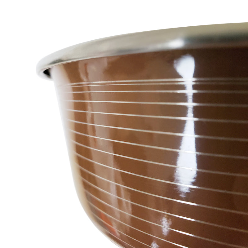 Striped Deluxe Dog Bowl - Stainless Steel - Brown - 29 oz